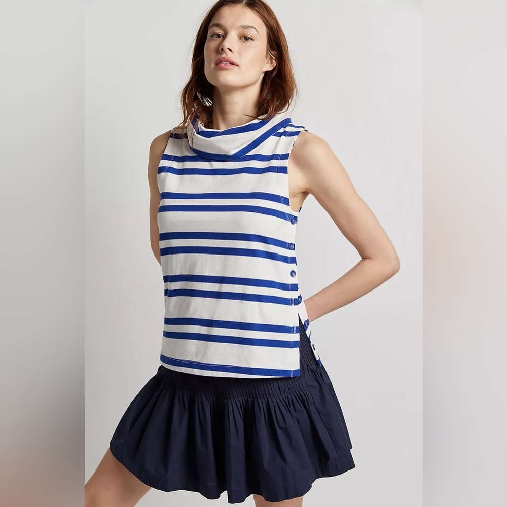 NWT Anthropologie x Maeve Sailor Cowl-Neck Sleeveless Top - Picture 2 of 5